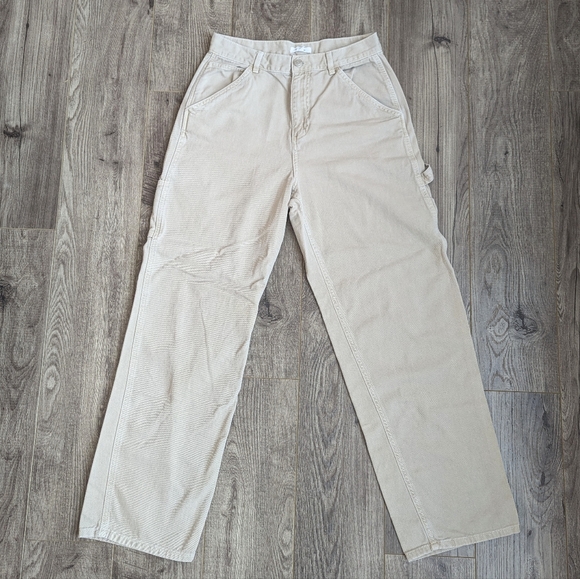 Garage Casey Wide Leg Carpenter Pants Beige Canvas Work Jeans - Picture 3 of 12